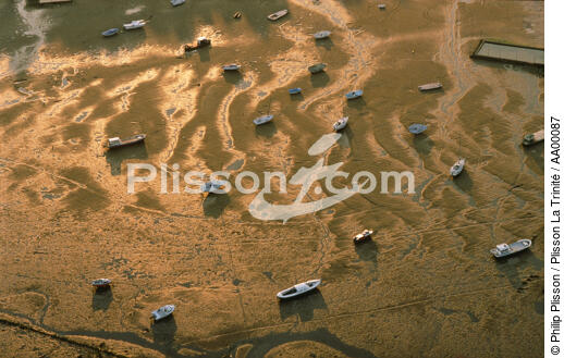 Bateaux posés sur le sable dans le bassin d'Arcachon. - © Philip Plisson / Plisson La Trinité / AA00087 - Photo Galleries - Environment