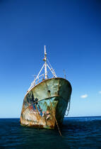 Epave d'un cargo échoué sur l'île de la Dominique. © Guillaume Plisson / Plisson La Trinité / AA00323 - Nos reportages photos - Cimetière marin