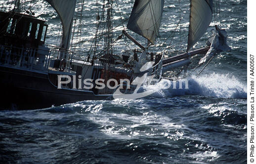 Swann Fan Makkum dans une mer agitée. - © Philip Plisson / Plisson La Trinité / AA00507 - Photo Galleries - Old gaffer