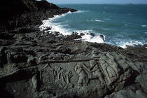 Artwork in the rock Rothéneuf. © Philip Plisson / Plisson La Trinité / AA01414 - Photo Galleries - Wild coast