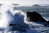 Eclat de vague sur un rocher. © Guillaume Plisson / Plisson La Trinité / AA01543 - Nos reportages photos - Bretagne