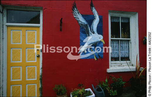 Peinture sur le mur d'une maison à Eyeries. - © Philip Plisson / Plisson La Trinité / AA02352 - Photo Galleries - Sign