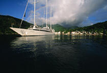 Le Ponant à Sainte-Lucie © Philip Plisson / Plisson La Trinité / AA02916 - Photo Galleries - Saint Lucia