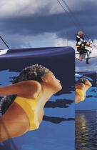 Gros plan des étraves du catamaran Club Med © Guillaume Plisson / Plisson La Trinité / AA03114 - Nos reportages photos - Catamaran de course