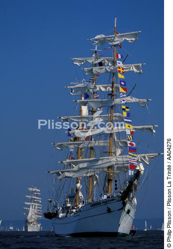 Le Cuhauhtemoc, un trois mâts barque. - © Philip Plisson / Plisson La Trinité / AA04276 - Nos reportages photos - Armada [L']