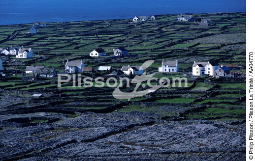 Maisons de Inishmore. - © Philip Plisson / Plisson La Trinité / AA04770 - Nos reportages photos - Iles d'Aran [les]