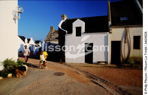 Maisons de Houat. - © Philip Plisson / Plisson La Trinité / AA04828 - Photo Galleries - Cycling