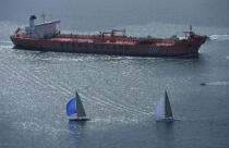 Deux 12 mètres JI navigant dans le Solent. © Philip Plisson / Plisson La Trinité / AA05483 - Nos reportages photos - Ile [Angleterre]