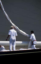 Equipiers sur Velsheda. © Philip Plisson / Plisson La Trinité / AA05534 - Photo Galleries - J Class yacht