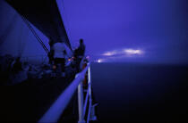 Un orage à bord du Belem, entre la Corse et le continent. © Philip Plisson / Plisson La Trinité / AA06035 - Photo Galleries - Tall ships