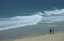 Pêche à la ligne sur les plages d'Arcachon. © Philip Plisson / Plisson La Trinité / AA06601 - Nos reportages photos - Pêche à la ligne