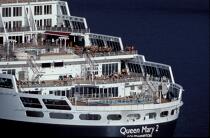 Le Queen Mary II. © Philip Plisson / Plisson La Trinité / AA08717 - Nos reportages photos - Couleur