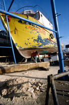 Restauration de bateaux aux Açores. © Philip Plisson / Plisson La Trinité / AA08881 - Nos reportages photos - Couleur