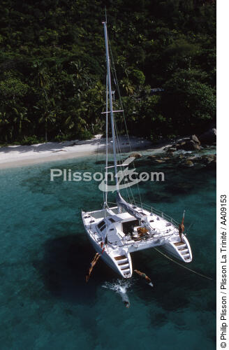 Mouillage aux Antilles. - © Philip Plisson / Plisson La Trinité / AA09153 - Photo Galleries - Pleasure/cruising multihull