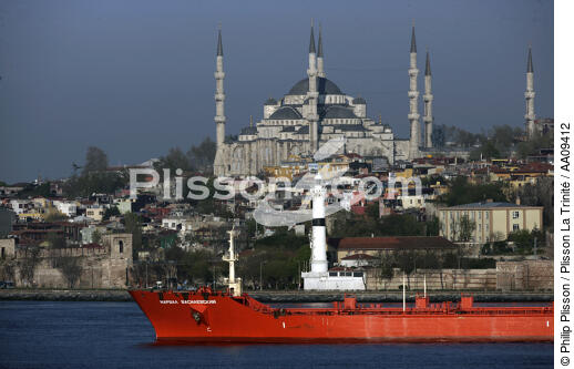 Trafic devant la mosquée Bleue. - © Philip Plisson / Plisson La Trinité / AA09412 - Nos reportages photos - Istanbul, le détroit du Bosphore