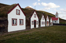 La ferme du musée de Laufas en Islande. © Philip Plisson / Plisson La Trinité / AA09558 - Nos reportages photos - Herbe