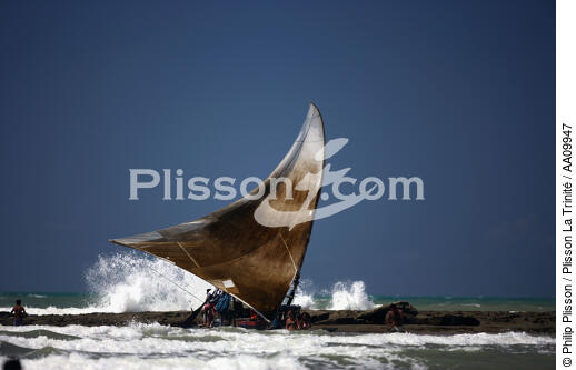 Jangada sur une plage brésilienne. - © Philip Plisson / Plisson La Trinité / AA09947 - Nos reportages photos - Brésil