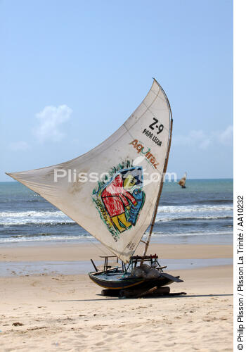 Jangada sur une plage du Ceara. - © Philip Plisson / Plisson La Trinité / AA10232 - Nos reportages photos - Jangadas do Brazil