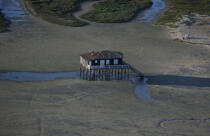 House on piles on the island of Oiseaux. © Philip Plisson / Plisson La Trinité / AA10358 - Photo Galleries - Low tide