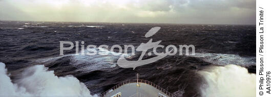 Le Queen Mary 2 dans le gros temps. - © Philip Plisson / Plisson La Trinité / AA10976 - Nos reportages photos - Queen Mary II [le]