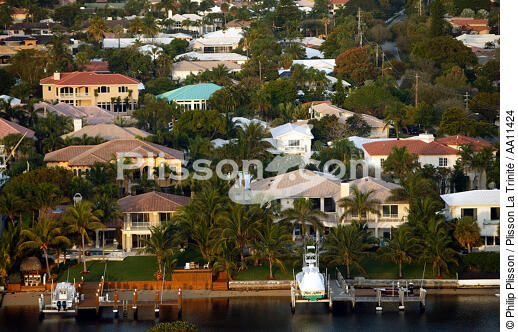 Maisons sur les côtes de Miami. - © Philip Plisson / Plisson La Trinité / AA11424 - Nos reportages photos - Ponton