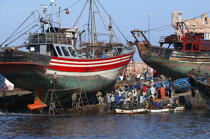 Bateaux de pêche à Essaouira. © Philip Plisson / Plisson La Trinité / AA11628 - Nos reportages photos - Essaouira