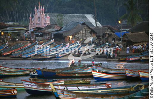 Bateaux de pêche, Kerala, Inde. - © Philip Plisson / Plisson La Trinité / AA12269 - Nos reportages photos - Crépuscule
