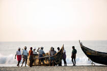 Sur la plage de Kovallam. © Philip Plisson / Plisson La Trinité / AA12645 - Nos reportages photos - Etats [Inde]