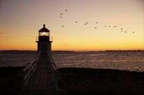 Marshall Point Light dans le Maine. © Philip Plisson / Plisson La Trinité / AA13109 - Nos reportages photos - Coucher de soleil