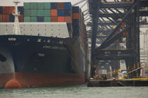 Containership terminal in the port of Kowloon © Philip Plisson / Plisson La Trinité / AA13997 - Photo Galleries - CMA CGM Marco Polo