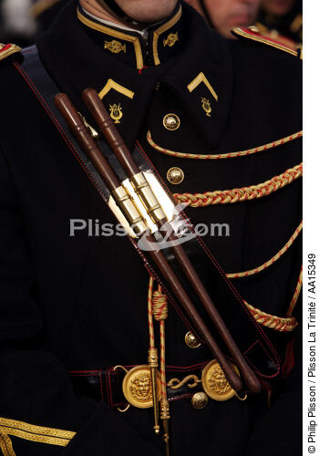 Détail d'uniforme. Lyre et galon brodé des musiciens - © Philip Plisson / Plisson La Trinité / AA15349 - Nos reportages photos - Musicien