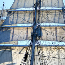 In the mast of Belem. © Philip Plisson / Plisson La Trinité / AA17790 - Photo Galleries - Sea decoration