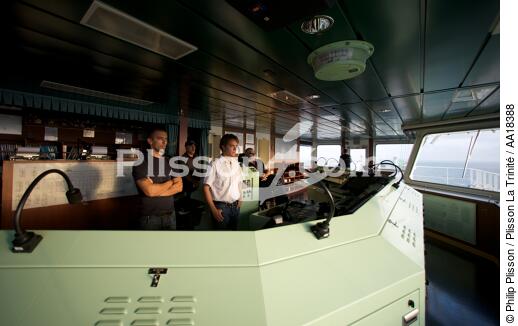 A bord d'un porte-conteneur. - © Philip Plisson / Plisson La Trinité / AA18388 - Nos reportages photos - Le CMA CGM Marco Polo