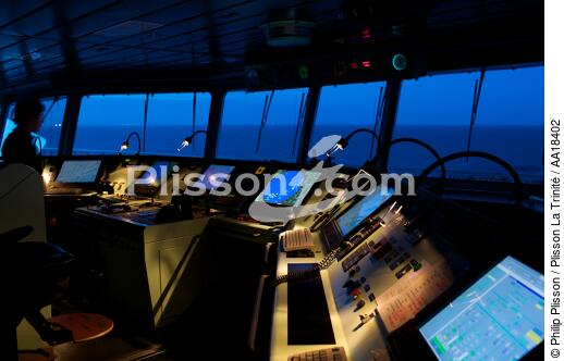A bord d'un porte-conteneur. - © Philip Plisson / Plisson La Trinité / AA18402 - Nos reportages photos - Le CMA CGM Marco Polo