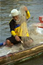 Pêcheur à Bangkok. © Philip Plisson / Plisson La Trinité / AA19297 - Photo Galleries - Chao Phraya