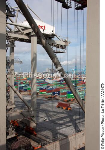 Sur le port de Rotterdam - © Philip Plisson / Plisson La Trinité / AA24479 - Nos reportages photos - Porte-conteneurs
