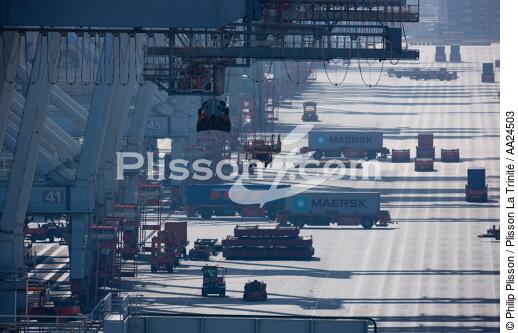 Sur le port de Rotterdam - © Philip Plisson / Plisson La Trinité / AA24503 - Nos reportages photos - Porte-conteneurs