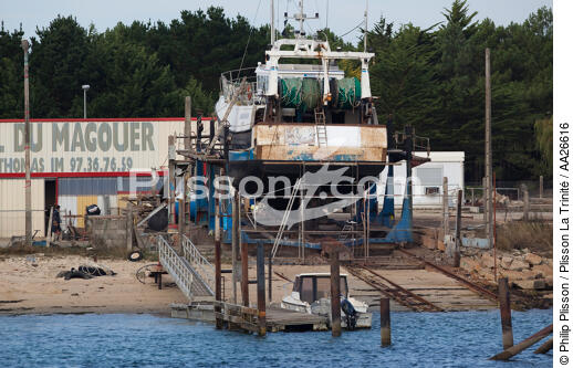 Chantier naval du Magouer à Plouhinec - © Philip Plisson / Plisson La Trinité / AA26616 - Nos reportages photos - Etel [Rivière d']