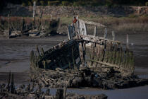 Wreck on the Blavet. © Philip Plisson / Plisson La Trinité / AA26673 - Photo Galleries - Boat graveyard
