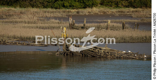 Wreck on the Blavet. - © Philip Plisson / Plisson La Trinité / AA26700 - Photo Galleries - Blavet [The River of]