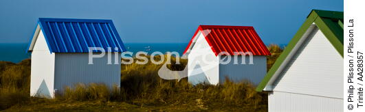 Cabanes de Gouville-sur-mer - © Philip Plisson / Plisson La Trinité / AA28357 - Nos reportages photos - Manche [La]