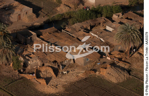 Village sur les rives du Nil - © Philip Plisson / Plisson La Trinité / AA30379 - Nos reportages photos - L'Egypte vue du ciel
