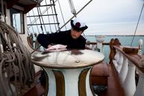 L'Ecole des Mousse à bord du Belem © Philip Plisson / Plisson La Trinité / AA32597 - Nos reportages photos - Les Grands voiliers