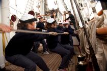 L'Ecole des Mousse à bord du Belem © Philip Plisson / Plisson La Trinité / AA32622 - Nos reportages photos - Les Grands voiliers