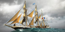 The Belem between Groix and Belle-Ile [AT] © Philip Plisson / Plisson La Trinité / AA32747 - Photo Galleries - Tall ships