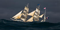 The Belem between Groix and Belle-Ile [AT] © Philip Plisson / Plisson La Trinité / AA32778 - Photo Galleries - Tall ship / Sailing ship