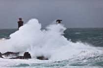 La tempête Joachim sur les côtes bretonnes. © Philip Plisson / Plisson La Trinité / AA32858 - Nos reportages photos - Phare [29]