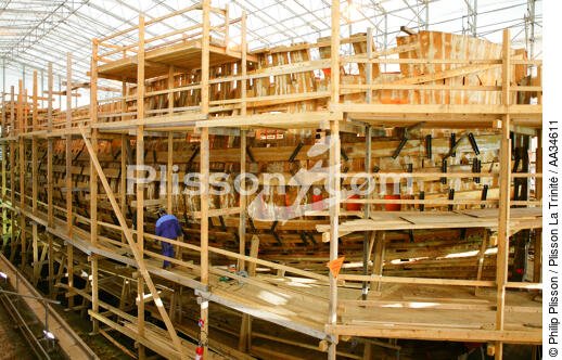 The Hermione ship reconstruction in Rochefort - © Philip Plisson / Plisson La Trinité / AA34611 - Photo Galleries - Shipyards
