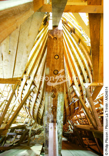 Constuction de L'Hermione à Rochefort - © Philip Plisson / Plisson La Trinité / AA34614 - Nos reportages photos - Elément d'un bateau