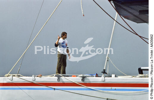 Guy Delage on Rosière - Route du Rhum 1982 - © Philip Plisson / Plisson La Trinité / AA35662 - Photo Galleries - Sailing Race